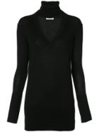 Tome Open V Neck Knitted Top - Black