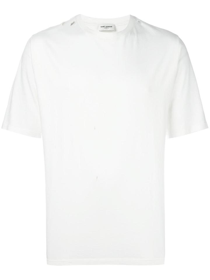 Saint Laurent Distressed Effect T-shirt - White
