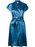 Laneus V-neck Wrap Dress, Women's, Size: 42, Blue, Viscose