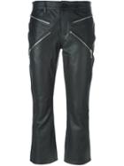 Alexander Wang Cropped Calf Leather Trousers, Women's, Size: 4, Black, Calf Leather/polyester/spandex/elastane