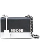 Moschino Chain Shoulder Bag, Women's, Black, Calf Leather