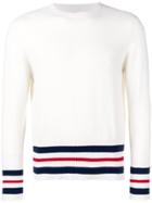 Thom Browne Stripe Trim Ribbed Sweater - Nude & Neutrals