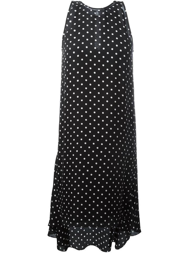 Theory Polka Dot Asymmetric Hem Dress, Women's, Size: 6, Black, Silk/polyester