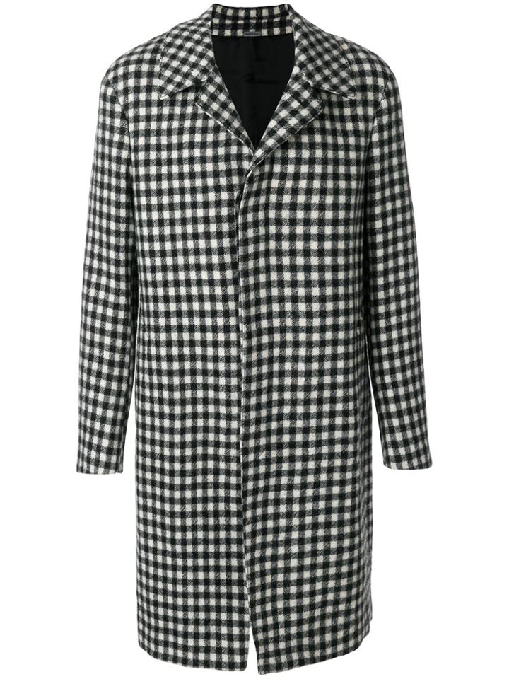 Lanvin Grid Pattern Single-breasted Coat - Black