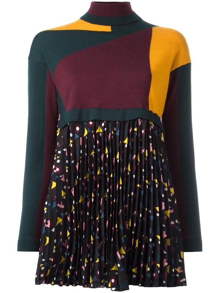 I'm Isola Marras Pleated Inset Cropped Jumper, Women's, Size: Medium, Polyester/virgin Wool