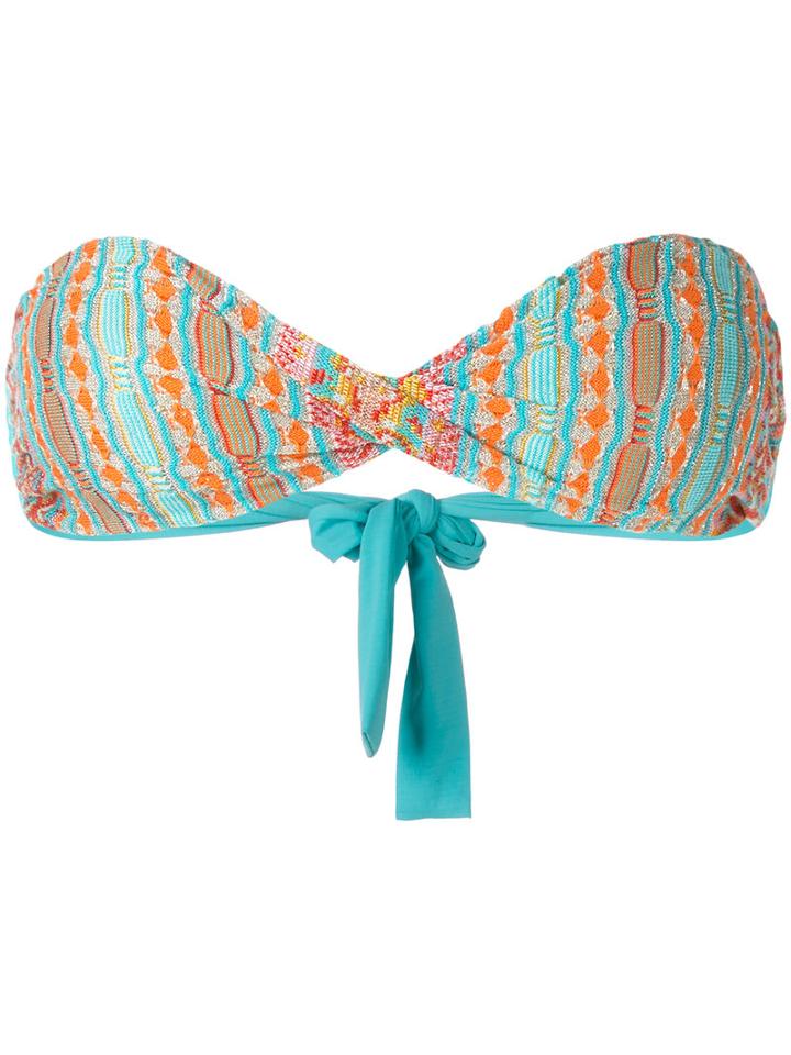 Cecilia Prado Crochet Strapless Bikini Top, Women's, Size: Small, Turquoise, Viscose/acrylic/metallic Fibre/spandex/elastane