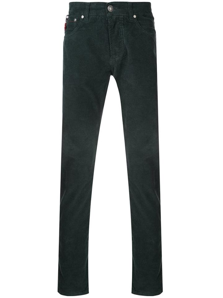 Isaia Long Corduroy-style Trousers - Green