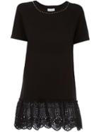Twin-set Eyelet Lace T-shirt, Women's, Size: Xxs, Black, Cotton/spandex/elastane/polyester