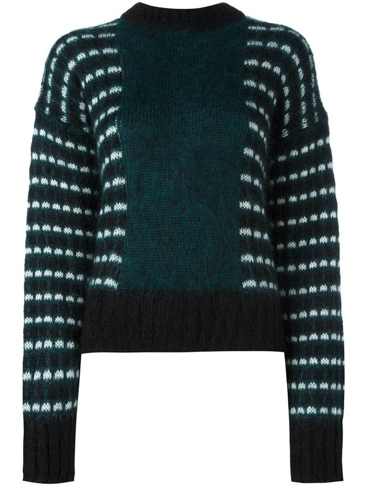 Marni Striped Panel Cardigan, Women's, Size: 42, Green, Polyamide/mohair/wool