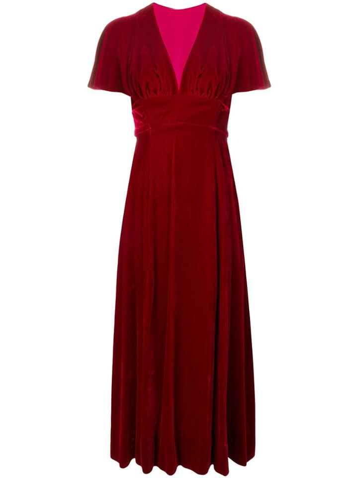 William Vintage 1935 Shortsleeved Midi Gown - Red