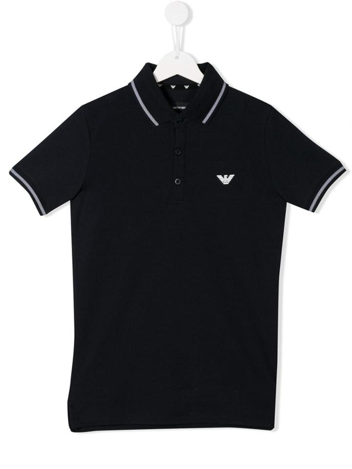 Emporio Armani Kids Logo Print Polo Shirt - Blue