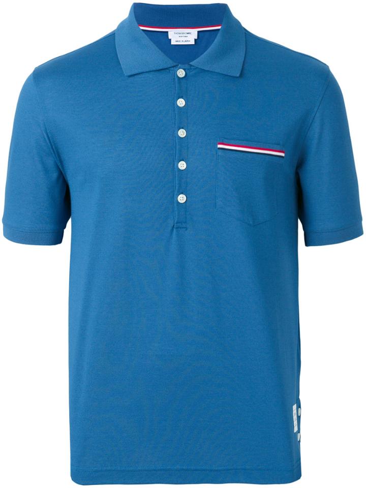 Thom Browne Striped Pocket Polo Shirt - Blue