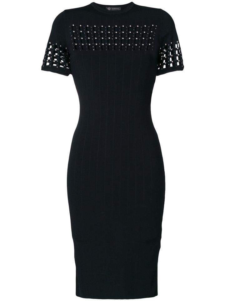 Versace Perforated Ribbed Dress - Black