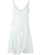 Emporio Armani Scoop Neck Draped Dress, Women's, Size: 40, White, Polyester/acetate/viscose