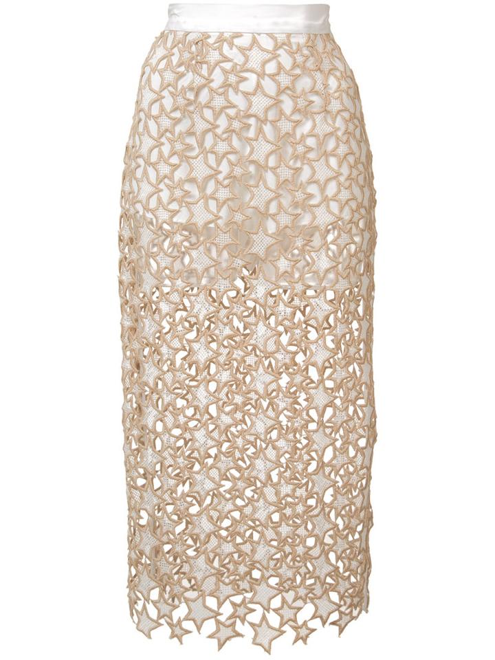 Fleur Du Mal - Lace Insert Skirt - Women - Silk/nylon - 4, Nude/neutrals, Silk/nylon