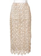 Fleur Du Mal - Lace Insert Skirt - Women - Silk/nylon - 4, Nude/neutrals, Silk/nylon