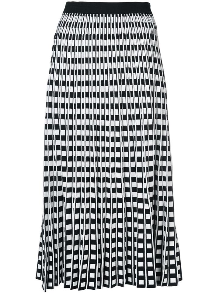 Derek Lam 10 Crosby Pleated Check Skirt - Black