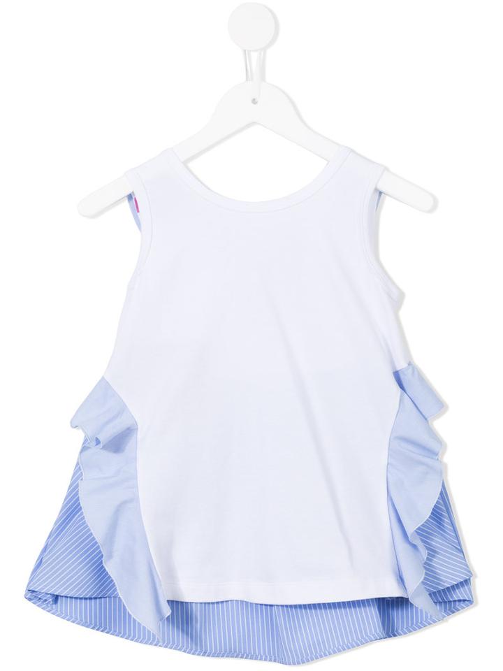 Valmax Kids - Striped Frill Detail Blouse - Kids - Cotton/elastodiene - 4 Yrs, White