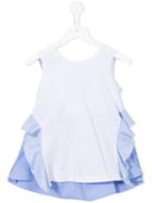 Valmax Kids - Striped Frill Detail Blouse - Kids - Cotton/elastodiene - 4 Yrs, White