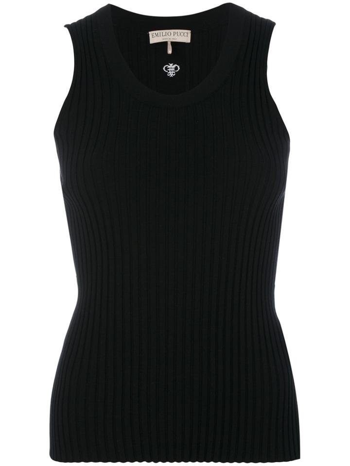 Emilio Pucci - Fitted Tank Top - Women - Viscose - S, Black, Viscose