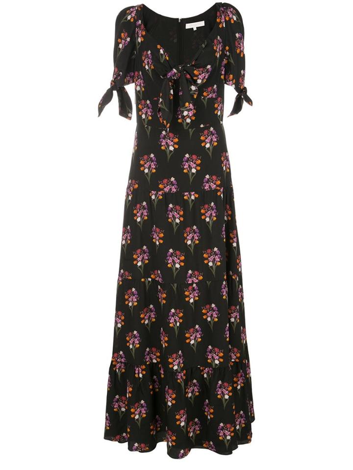 Borgo De Nor Bow-detailed Print Dress - Black