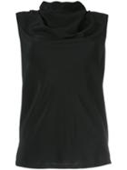 Rick Owens Draped Collar Top, Women's, Size: 42, Black, Silk/acetate