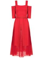 Gloria Coelho Off Shoulder Tulle Dress - Red