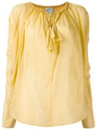 Forte Forte Tie Neck Blouse, Women's, Size: I, Yellow/orange, Silk/cotton