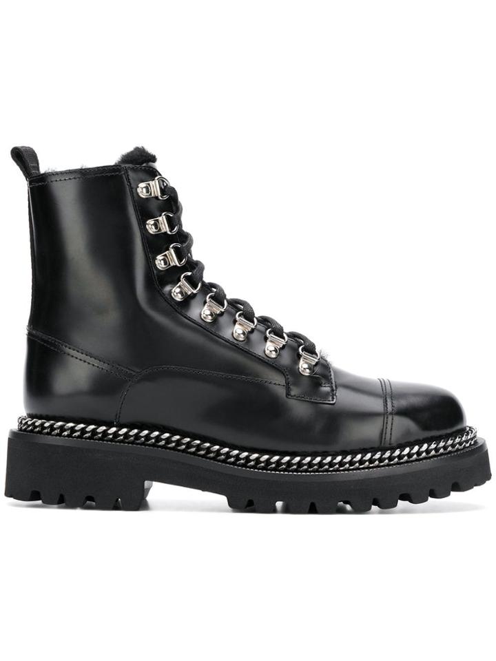 Balmain Fur Lined Ankle Boots - Black