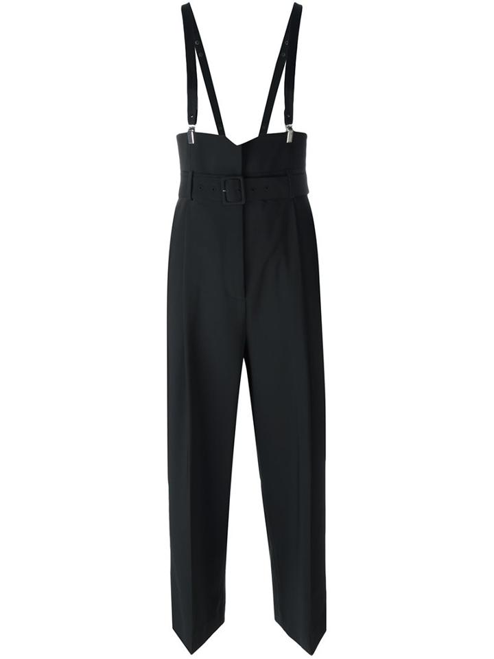 Tibi Suspender Cropped Trousers, Women's, Size: 4, Black, Polyester/spandex/elastane/wool