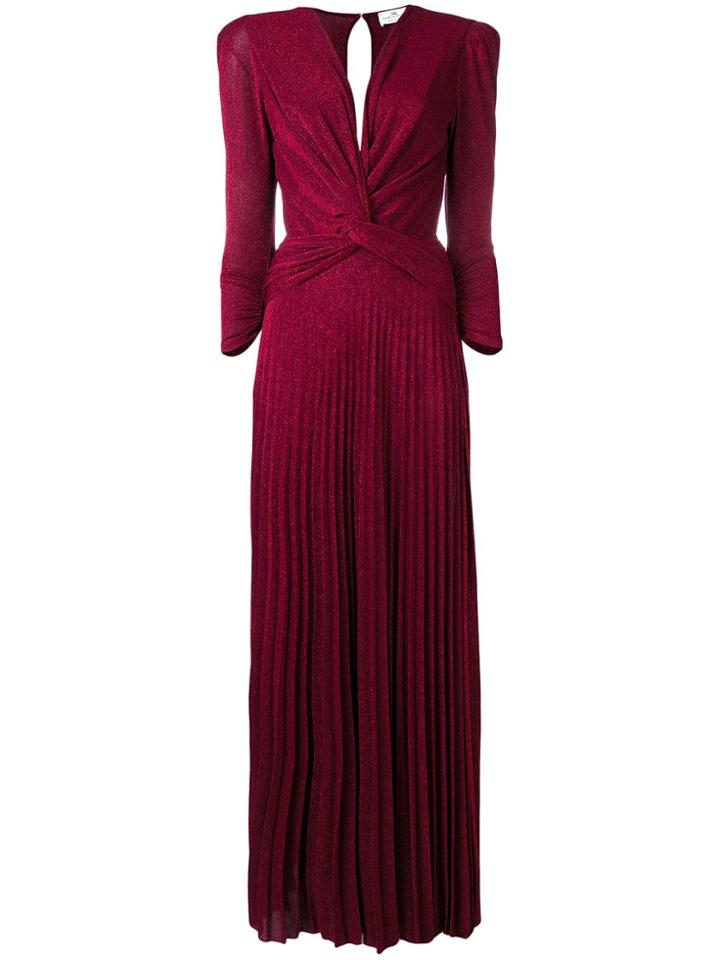 Elisabetta Franchi Long V-neck Dress - Red