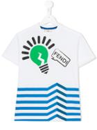 Fendi Kids Lightbulb Striped T-shirt, Toddler Boy's, Size: 3 Yrs, White