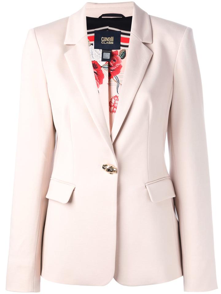 Cavalli Class Flap Pockets Blazer, Women's, Size: 44, Pink/purple, Polyester/spandex/elastane/acetate/polyimide