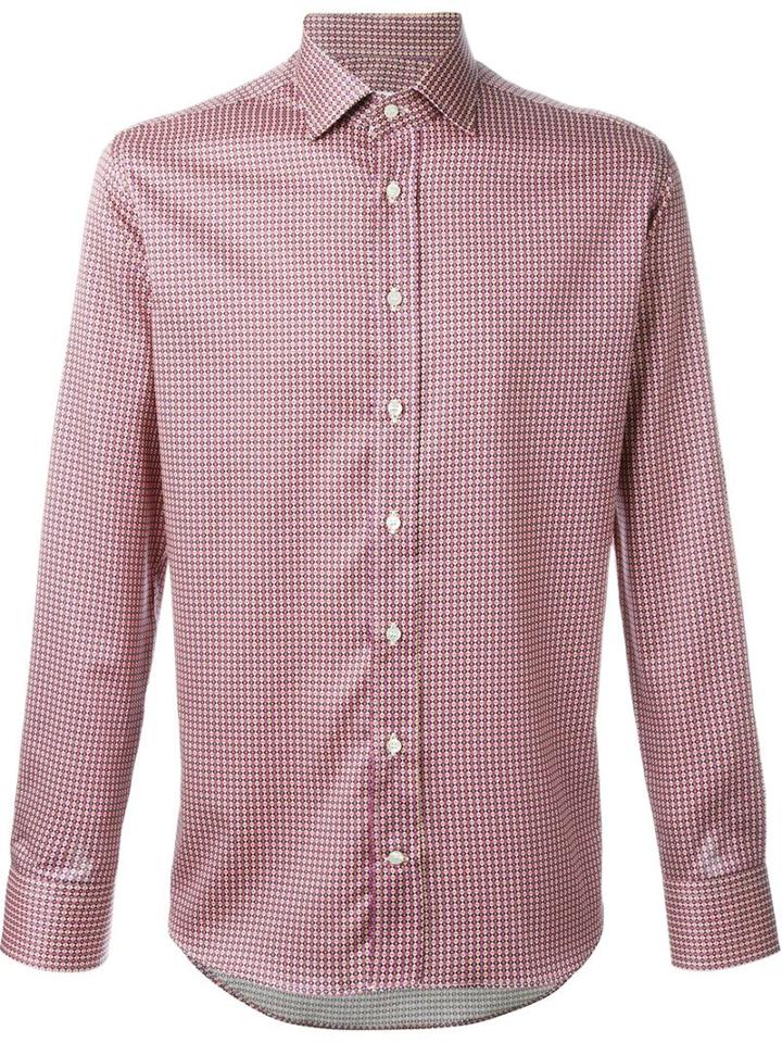 Etro Micro Print Shirt, Men's, Size: 41, Pink/purple, Cotton