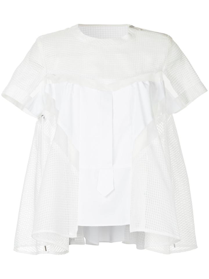 Sacai Mesh Insert Top - White