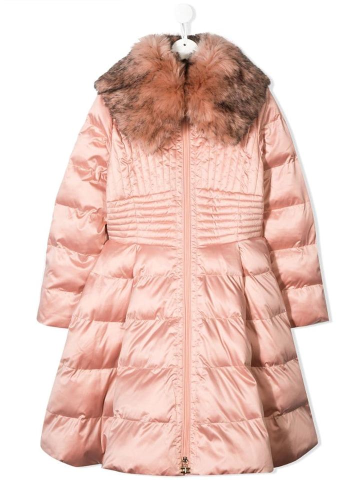 Elisabetta Franchi La Mia Bambina Teen Flared Padded Coat - Pink
