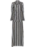Y / Project Striped Linen Maxi Dress - Grey