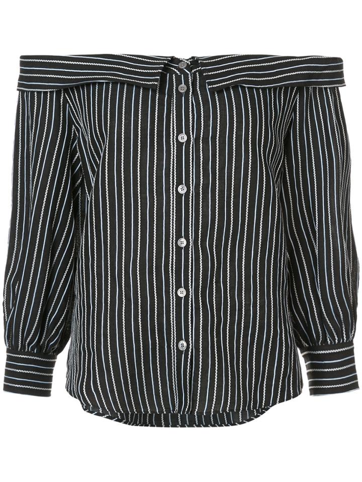 Veronica Beard Wave Stripe Off The Shoulder Top - Black