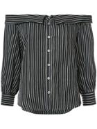 Veronica Beard Wave Stripe Off The Shoulder Top - Black