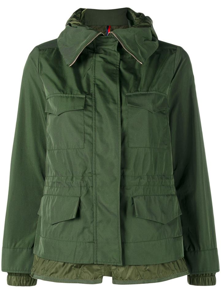 Moncler Hooded Parka Jacket, Women's, Size: 1, Green, Polyester/cotton/polyamide