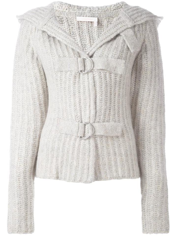 See By Chloé Hooded Cardigan, Women's, Size: Large, Grey, Acrylic/nylon/mohair/wool