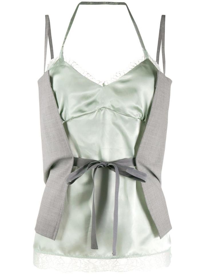 Mm6 Maison Margiela Wrap Tie Lace Camisole - Grey