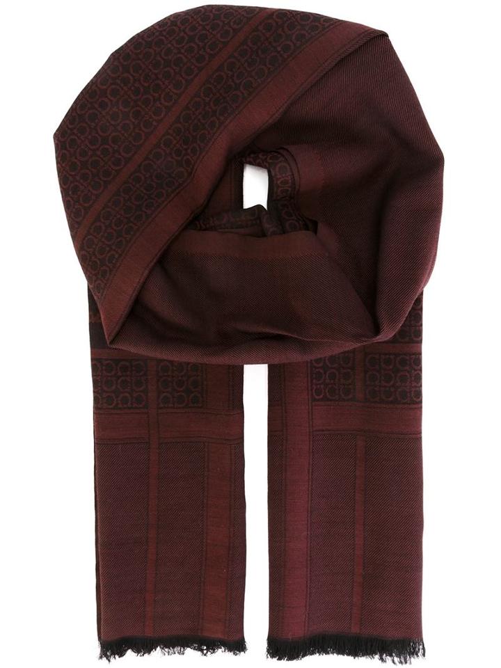 Salvatore Ferragamo Gancio Print Scarf, Men's, Red, Silk/virgin Wool
