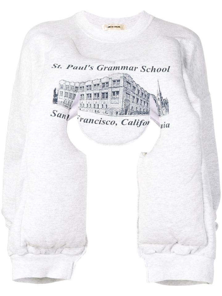 Comme Des Garçons Cut-out Printed Sweatshirt - Grey