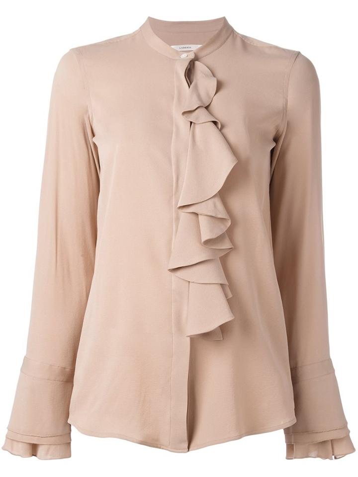 Lareida Ruffled Blouse, Women's, Size: Large, Nude/neutrals, Silk/spandex/elastane