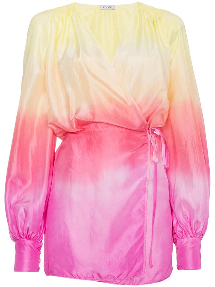 Attico Silk Ombre Wrap Dress - Multicolour