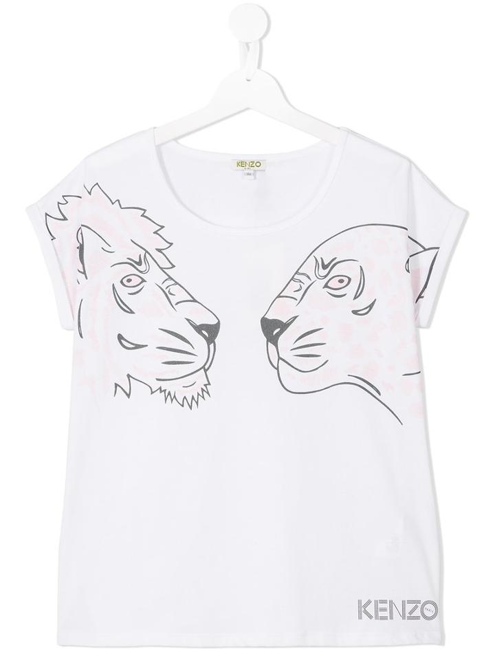 Kenzo Kids Wild Cats Print T-shirt, Girl's, Size: 14 Yrs, White