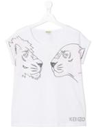 Kenzo Kids Wild Cats Print T-shirt, Girl's, Size: 14 Yrs, White