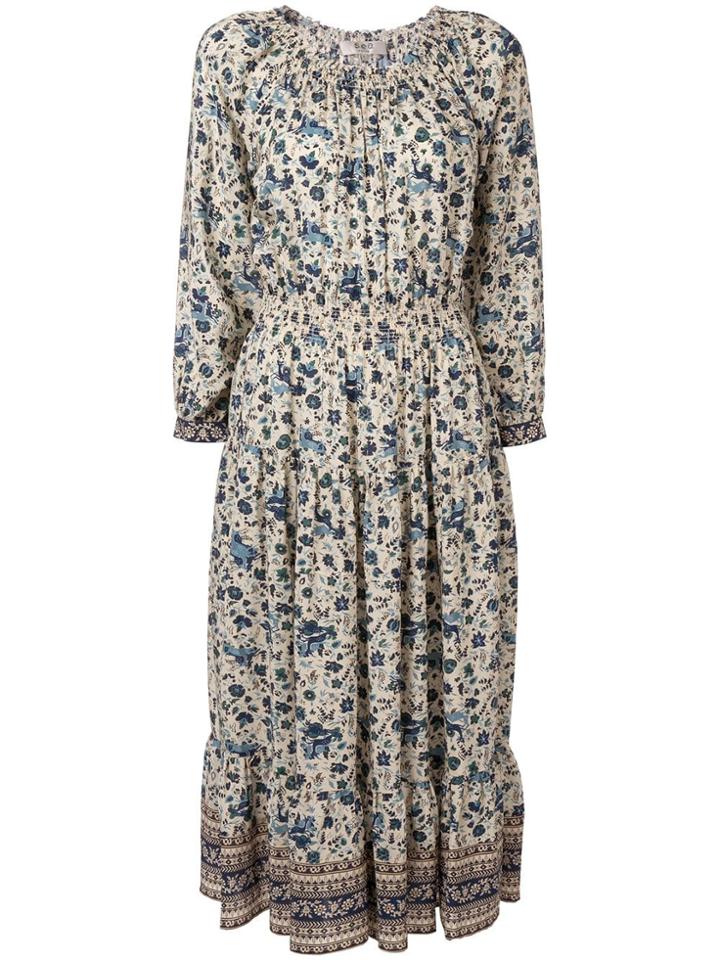 Sea Doe Print Midi Dress - Blue