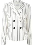 Max Mara Striped Double Breasted Blazer, Women's, Size: 42, White, Virgin Wool/spandex/elastane/acetate